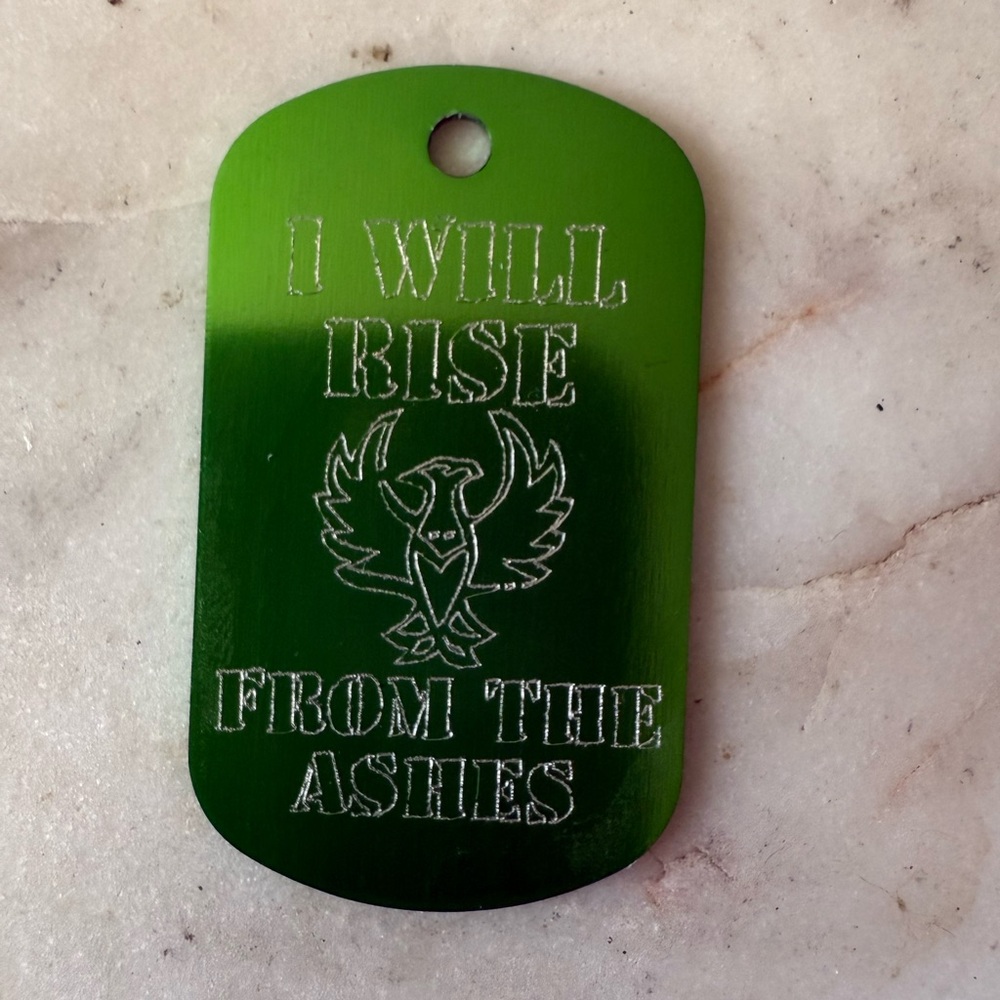 New Dog Tag Pendant necklace inspirational I will rise from the ashes phoenix